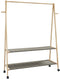 vidaXL - Kledingrek - met - schappen - en - wielen - 132x45,5x155,5 - cm - bamboe