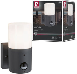 Paulmann Tubs - Wandarmatuur buiten - Schemergestuurd met bewegingsmelder IP44 105x130mm max. 15W Grijs mat (1 stuk)