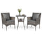 Coast 3-Delige Tuinset - Handgeweven PE-rotan - Tafel met gehard glazen blad - Grijsmix