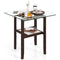 coast Vierkante Bijzettafel - Gehard Glas - Rubberhouten Frame - Bruin 61x61x62,5 cm
