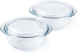 Pyrex - 4 In 1 Ovenschaal Rond met Deksel 1,3 liter - Borosilicaatglas (2 stuks)