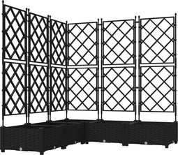 vidaXL - Tuinplantbak - met - Trellis - - - 5 - stuks - - - Zwart - - - 120x120x125,5 - cm
