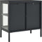 vidaXL - Dressoir - 70x35x70 - cm - staal - en - glas - antracietkleurig