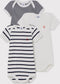 Petit Bateau Rompertje - Baby Unisex - Korte mouwen Amerikaanse hals - Wit/Blauw