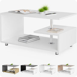 CASARIA Salontafel Orlando - Opbergvak Krasbestendig 95x55x50cm - Wit
