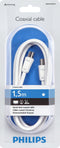 Philips SWV2516W - Coaxkabel 1,5m - Vernikkelde aansluiting en koperen conductor - Wit