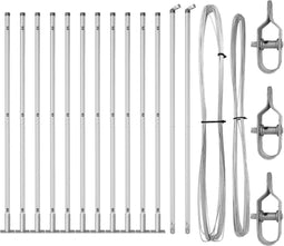 vidaXL - Hekpalen - met - Basisplaten - 13 - stuks - Ø32mm - 68,5cm - Gegalvaniseerd - Staal