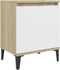 vidaXL - Nachtkastjes - met - metalen - poten - 40x30x50 - cm - sonoma - eiken - en - wit