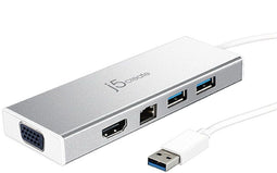 j5create JUD380 - USB Hub - 2x USB 3.2 Gen1 5Gb/s - 1x VGA D-Sub - 1x Ethernet 1Gbps - Hoogte 14,15mm