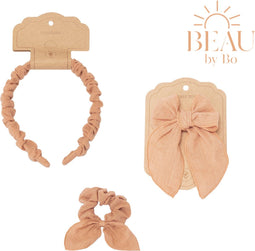 Mrs Ertha Haaraccessoires - Haarband + Scrunchie + Clip met strik - Blush