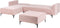 ABERDEEN - Slaapbank met ottomaan - Pastelroze - Rechts - Fluweel