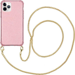 iMoshion Hoesje Geschikt voor iPhone 11 Pro Hoesje Met Koord - iMoshion Glitter Backcover met ketting - Roze