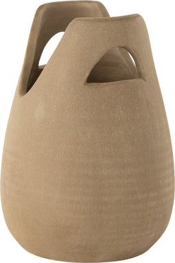 J-Line vaas Handvat - keramiek - beige - small - 30 cm hoog