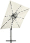 vidaXL - Zweefparasol - met - paal - en - LED-verlichting - 300 - cm - azuurblauw