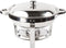 Alora Chafing Dish rond 4.5L - geschikt voor soep - buffet - voedsel verwamer - voedsel warmhouden - met deksel - buffetwarmer - roestvrij staal - chrome - 4.5 liter inhoud - warmhoudplaat - bain maria - warmhoudbakken - Warmhoudschalen