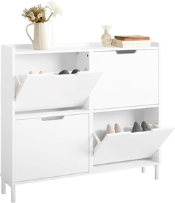 SoBuy FSR100-W - Schoenenkast - 4 Kleppen - Wit