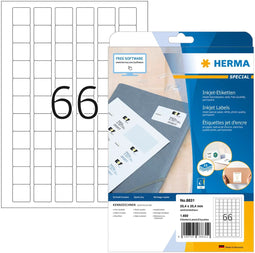 Herma 8831 - Etikettenpapier 90gr - Fotokwaliteit - Witte rechthoekige etiketten (25 vel)
