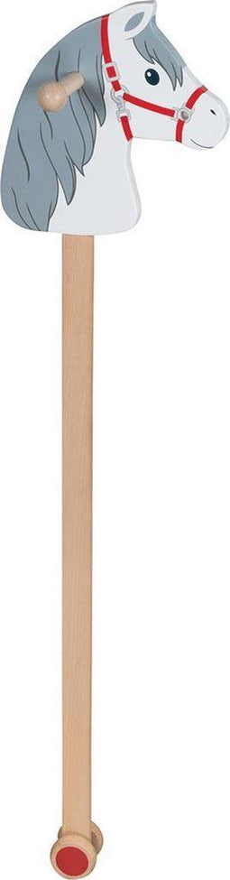 Goki Houten Stokpaard Wit met Grijze Manen