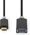Nedis USB-C Adapter - USB 3.2 Gen 1 - USB-C Male - USB-A Female - 5 Gbps - 0.15 m - Rond - Vernikkeld - PVC - Antraciet - Doos