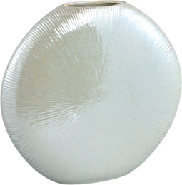 PTMD Enlye Pearl shiny ceramic pot ribbed round L