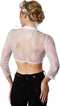 dressforfun - Dirndlblouse Gretl L - lange mouwen - bloemenkant - wit