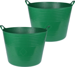 Excellent Houseware Flexibele emmer - 2x - donkergroen - 40 liter - kunststof - 45 x 37 cm