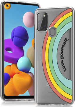iMoshion Hoesje Geschikt voor Samsung Galaxy A21s Hoesje Siliconen - iMoshion Design hoesje - Meerkleurig / Rainbow Love