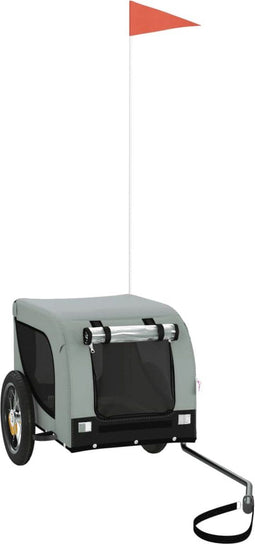 vidaXL - Hondenfietstrailer - oxford - stof - en - ijzer - grijs - en - zwart