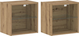 vidaXL - Zwevende - Plank - 2 - stuks - Artisan - Eiken - 40x28.5x40 - cm - Bewerkt - Hout