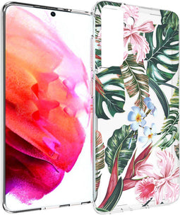 imoshion Hoesje Geschikt voor Samsung Galaxy S21 FE Hoesje Siliconen - imoshion Design hoesje - Groen / Roze / Tropical Jungle
