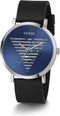 Guess GW0503G2 - Polshorloge - Quartz - Zilverkleurig met blauwe wijzerplaat - Zwart (1 stuk)