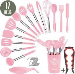 COOCK Keukengerei Set XL - 26 delig - Hittebestendig BPA-vrij - Roze (26 stuks)