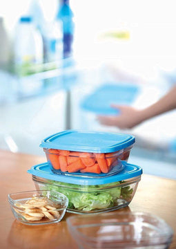 Hermetische Lunchtrommel Duralex Freshbox Blauw Vierkant (17 x 17 x 7 cm) (1,15 L)