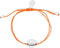 Scmyk BG-267 - Koordarmband - Verstelbaar met macrame sluiting - Oranje nylon met zilverkleurig schelpje