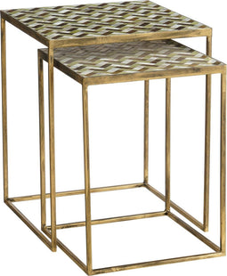 Mica Decorations Alanza Bijzettafel Buiten - Set van 2 - L38 x B38 x H48 cm - Metaal - Groen