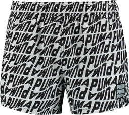 PUMA SWIM MEN WAVE AOP SHORT SHORTS - Golvende print - Wit/Zwart