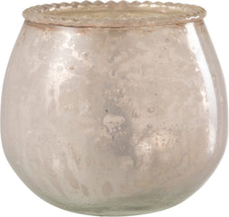 J-Line theelichthouder - glas - roze - small - 2 stuks