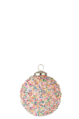 J-Line Kerstmis Ornament Paillet Glas Pastel