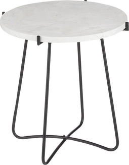 Mica Decorations Farah Bijzettafel - H45 x Ø43 cm - Metaal - Wit