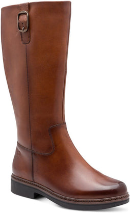 Tamaris Comfort Essentials - Dames Laarzen - Platte laars met uitneembare zool - Cognac