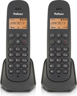 Profoon PDX620 - DECT telefoon met 2 handsets - uitbreidbaar tot 5 toestellen - zwart (2 stuks)