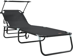 vidaXL - Opvouwbare - Ligbed - met - Schaduwkap - - - Zwart - 600D - Oxford - Stof