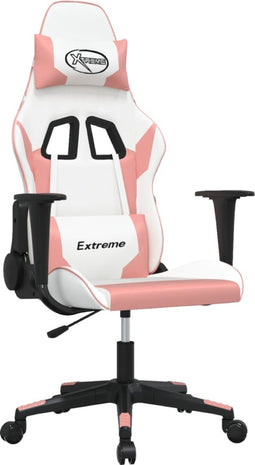 vidaXL - Gamestoel - kunstleer - wit - en - roze