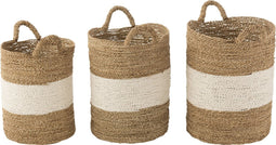 J-Line set van 3 manden - zeegras - wit/naturel