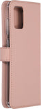 Selencia Hoesje Geschikt voor Samsung Galaxy A71 Hoesje Met Pasjeshouder - Selencia Echt Lederen Bookcase - Roze