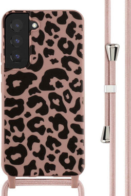 iMoshion Hoesje Geschikt voor Samsung Galaxy S22 Hoesje Met Koord - iMoshion Siliconen design hoesje met koord - Roze / Animal Pink