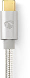 Nedis CCTB60600AL20 - USB A naar USB type-C Kabel - 200 cm - Aluminium