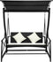 vidaXL Schommelbank 3-zits met dak poly rattan grijs
