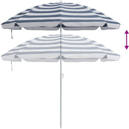 vidaXL - Strandparasol - met - Aluminium - Paal - Blauw - & - Wit - 240 - cm
