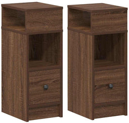 vidaXL - Nachtkastjes - 2 - st - met - lade - 25x31x66 - cm - bruin - eikenkleurig